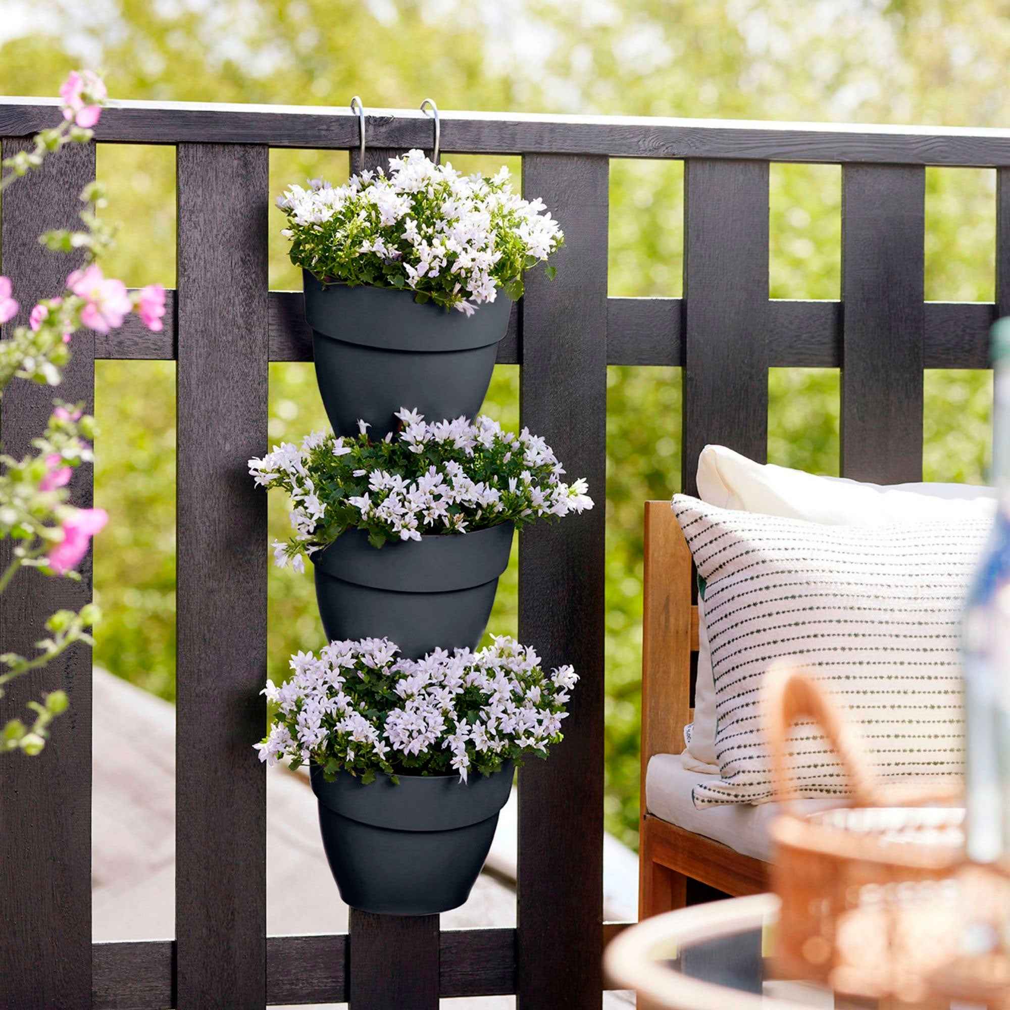 3 Pots de fleurs Vibia campana forêt Anthracite ELHO